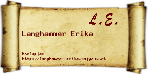 Langhammer Erika névjegykártya